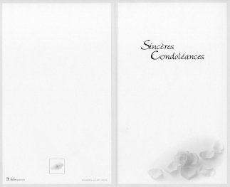 Carte de condoléances, format double avec marquage 'Sincères Condoléances'