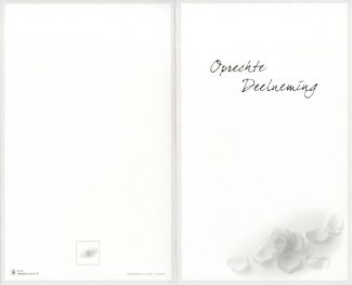 Carte de condoléances, format double avec marquage 'Oprechte Deelneming'