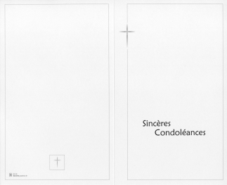 Carte de condoléances, format double avec marquage 'Sincères Condoléances'