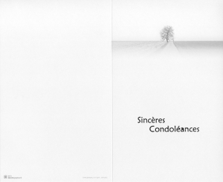 Carte de condoléances, format double avec marquage 'Sincères Condoléances'