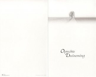 Carte de condoléances, format double avec marquage 'Oprechte Deelneming'