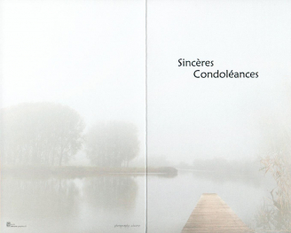 Carte de condoléances, format double avec marquage 'Sincères Condoléances'