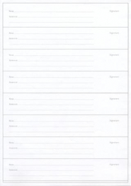 Page à signatures pour registre de condoléances